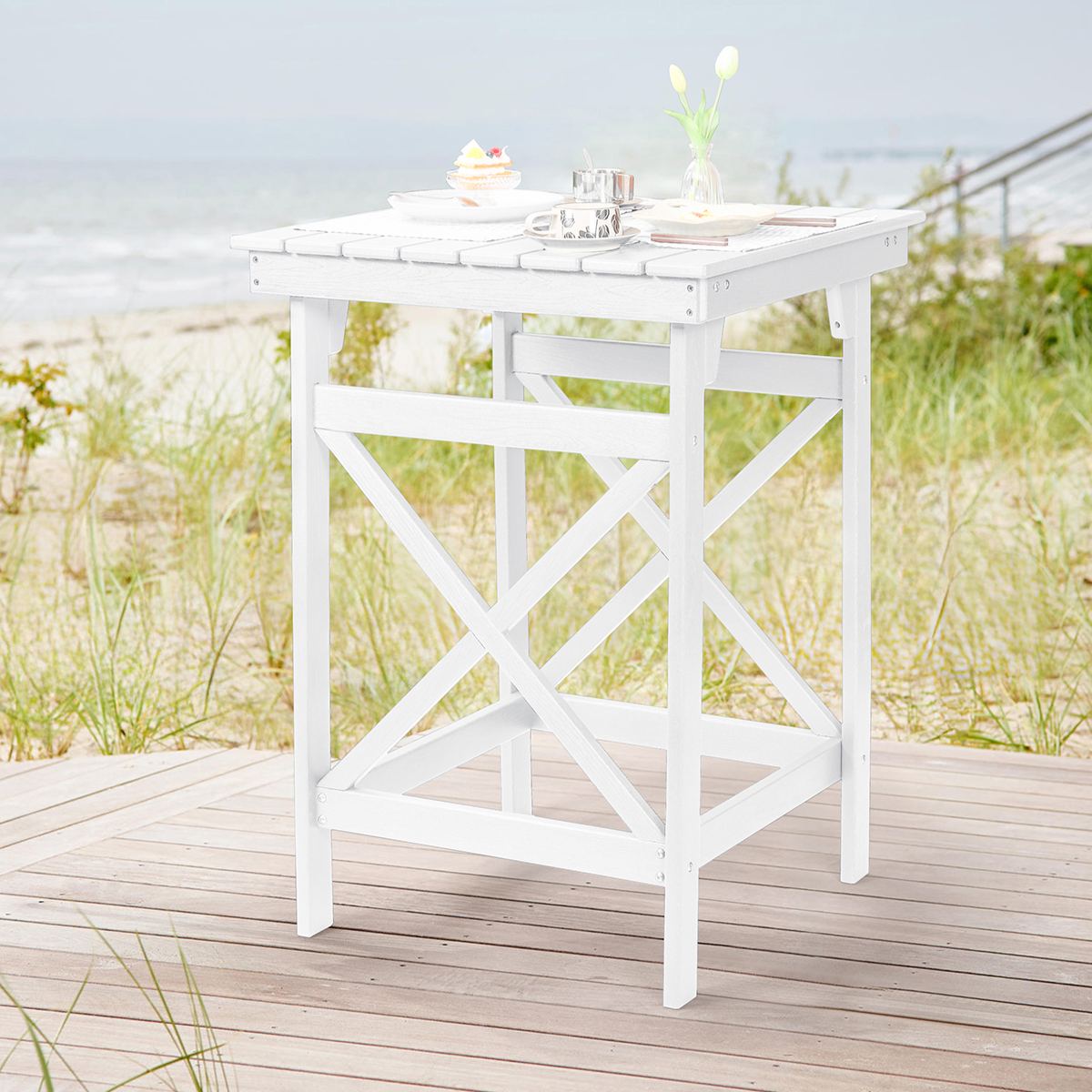 Polythos® HDPE Patio Adirondack Outdoor Bar Height Table - C078-1