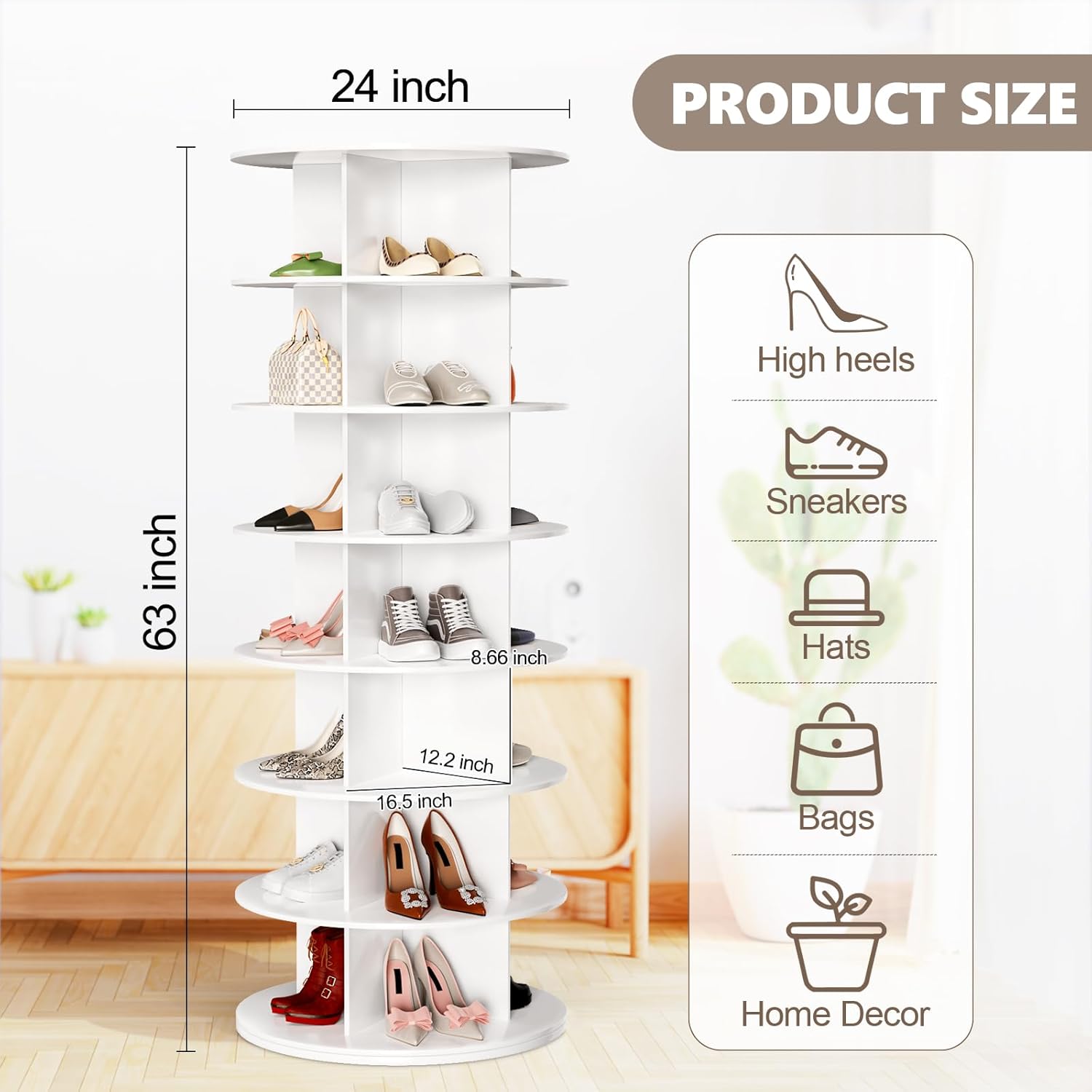 Rotating Shoe Rack Tower