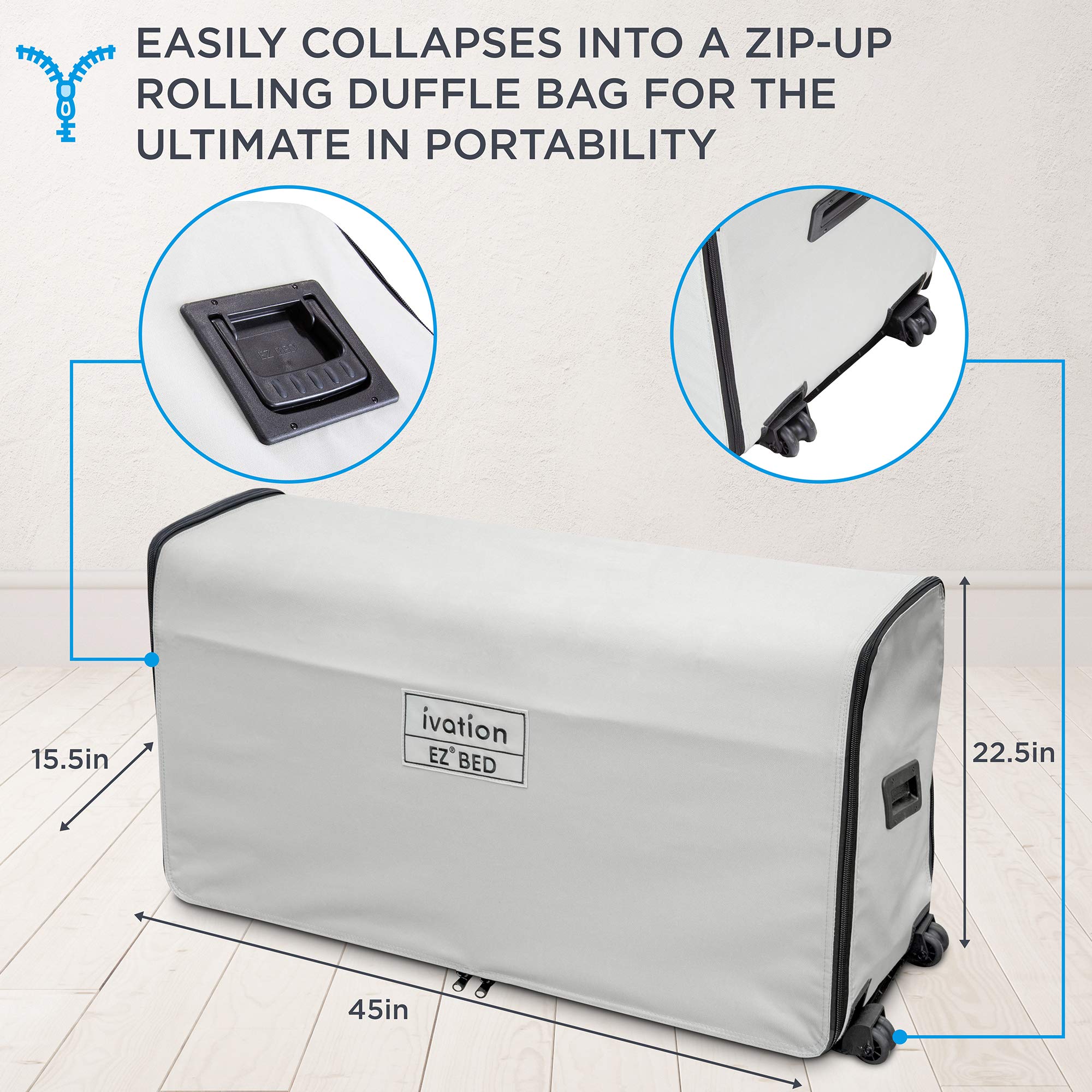 💝QVC-Last Day Clearance Sale-Air Mattress with Frame & Rolling Case 7