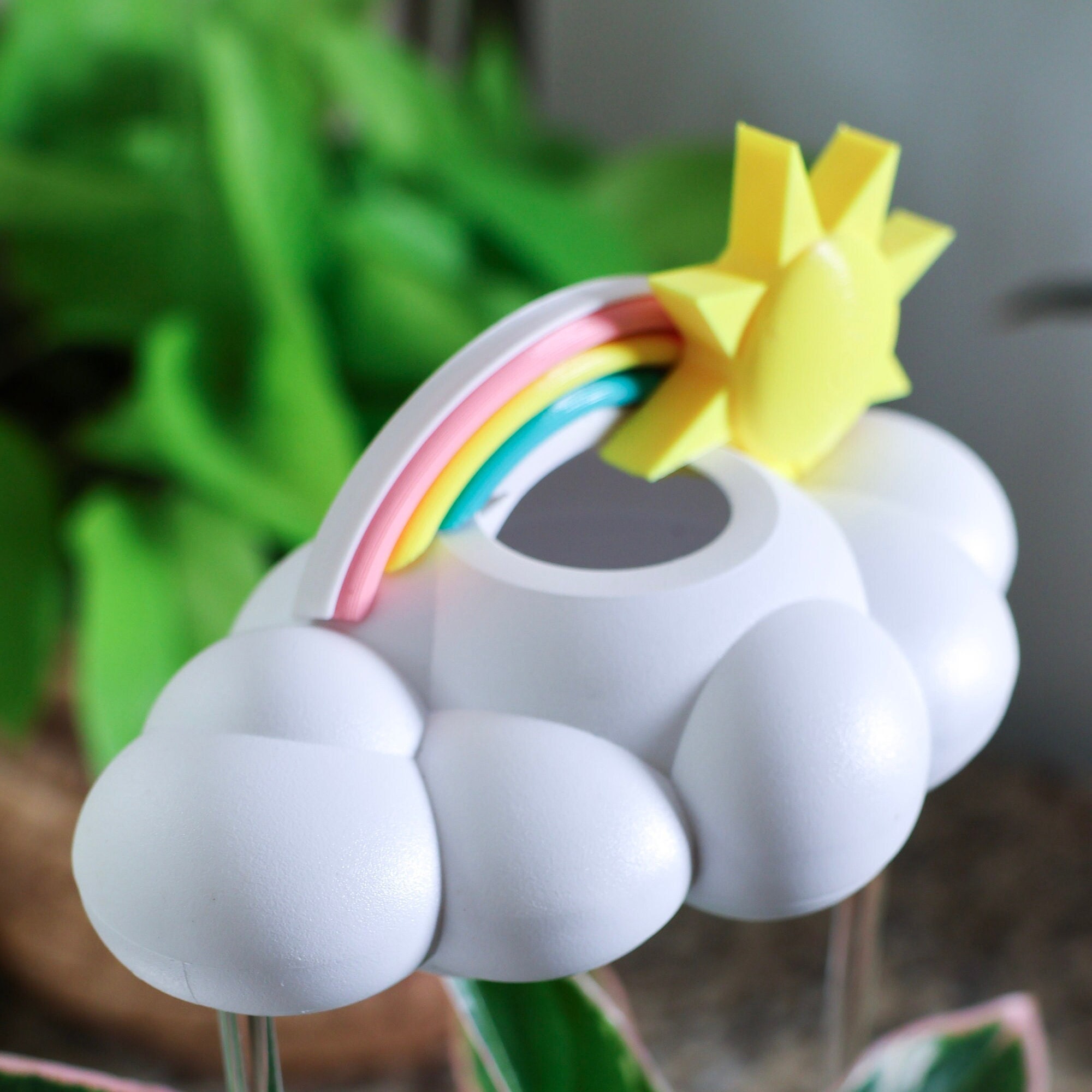 Original Dripping Rain Cloud for Plants with Sun and Pastel Rainbow Charms