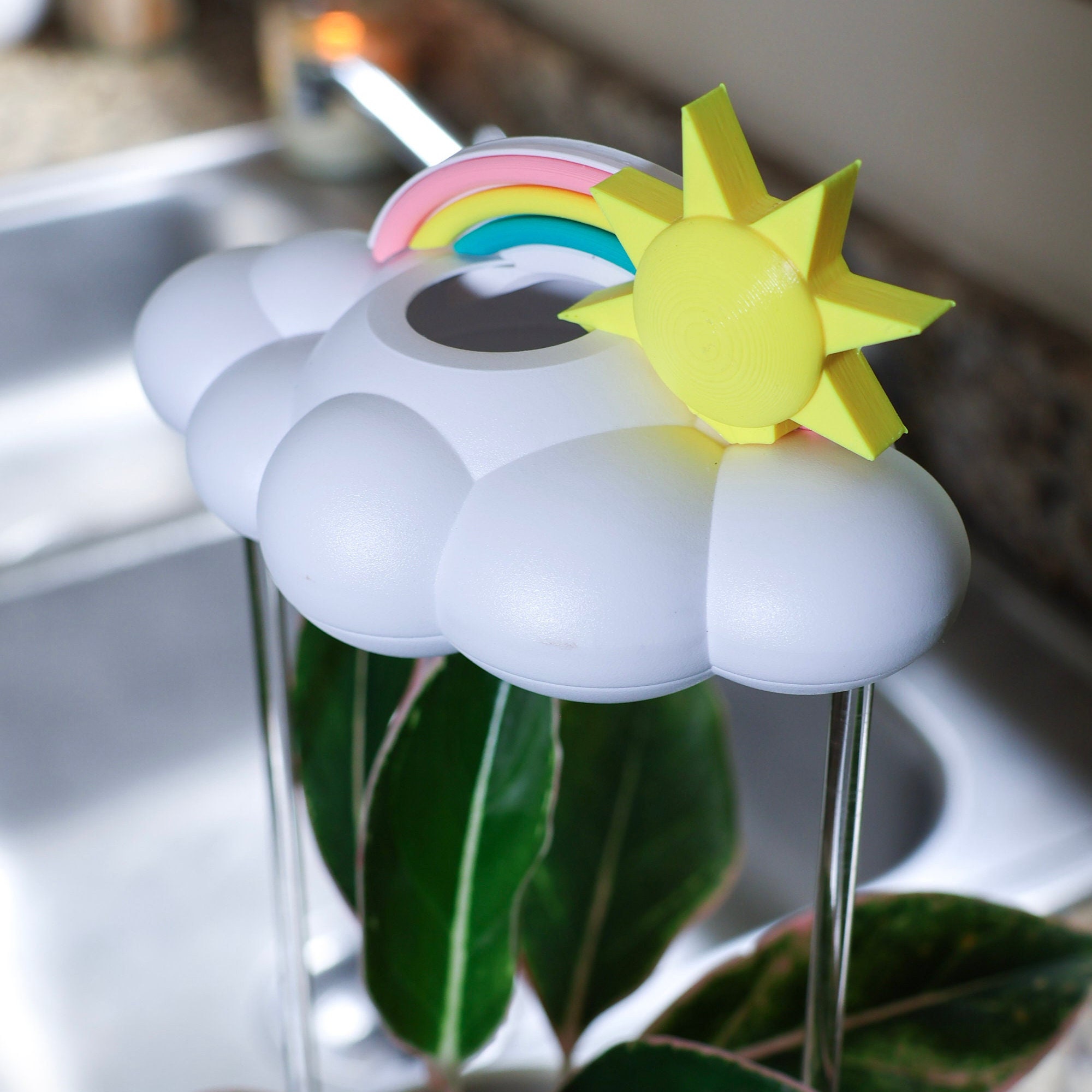 Original Dripping Rain Cloud for Plants with Sun and Pastel Rainbow Charms