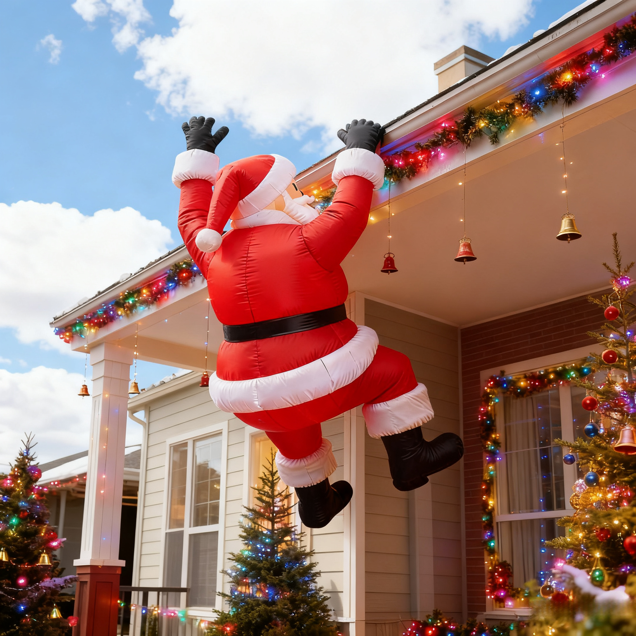 Inflatable Climbing Santa Christmas Decoration - Eye-Catching Holiday Yard Display