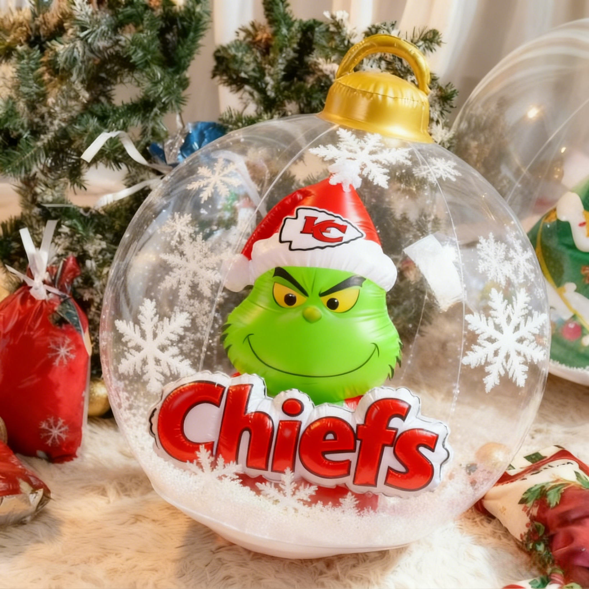 Grinchy Christmas Inflatable Ball Ornament – A Whimsical Holiday Statement Piece