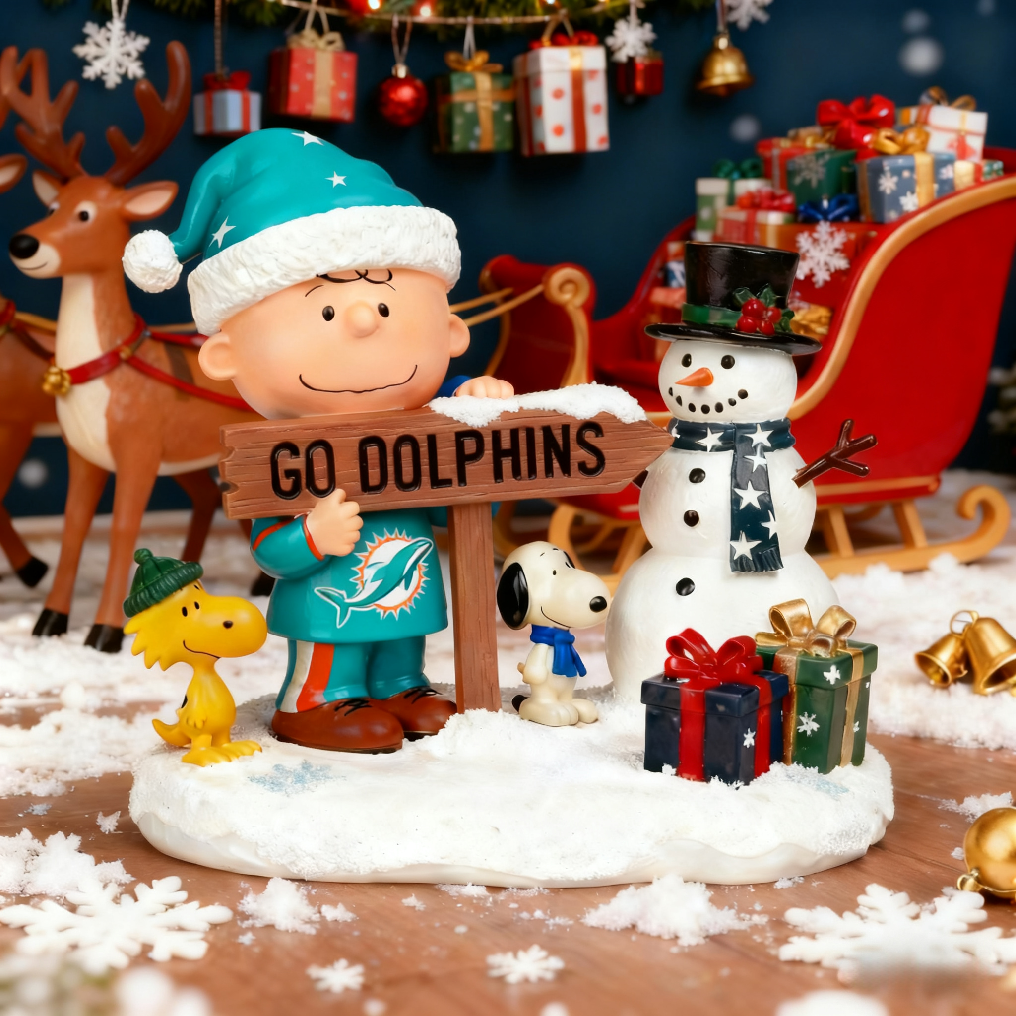 Peanuts Christmas Charlie Brown Snowy Scene Statue