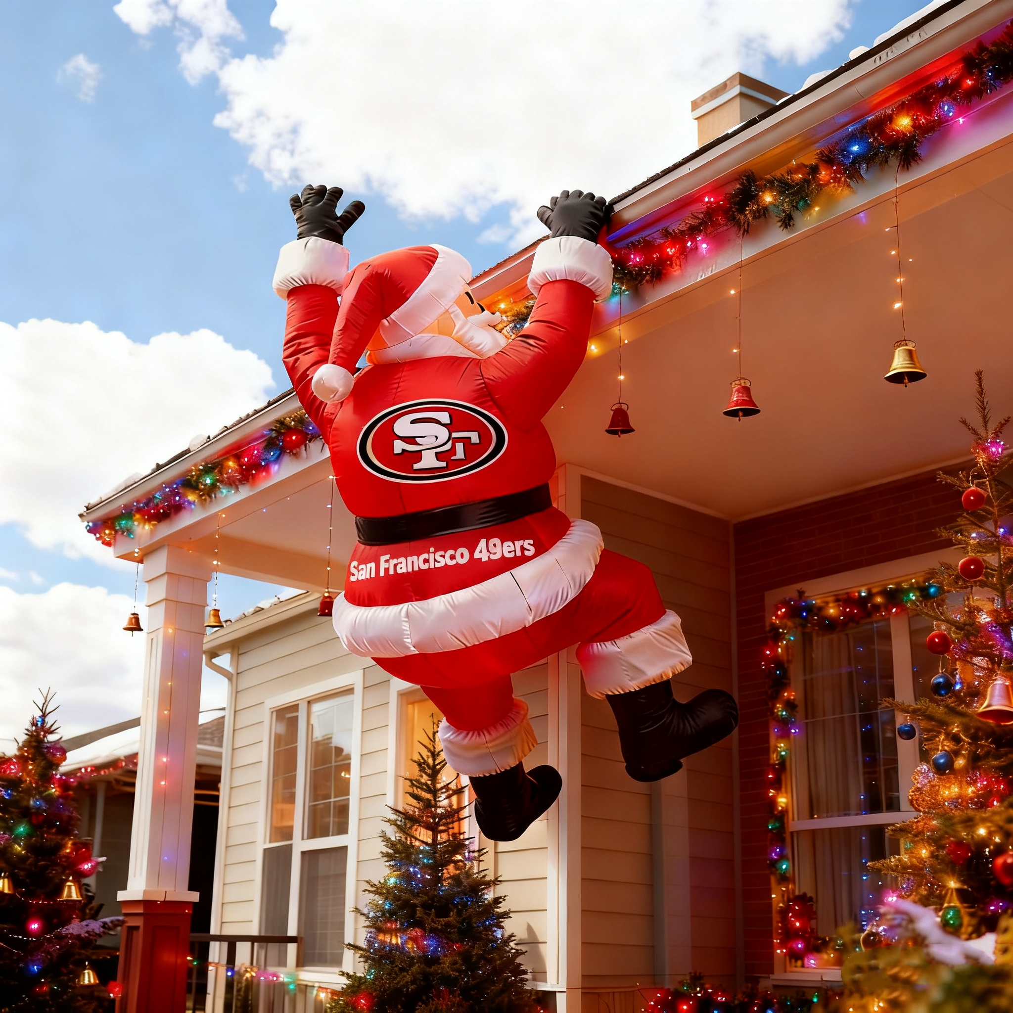 Inflatable Climbing Santa Christmas Decoration - Eye-Catching Holiday Yard Display