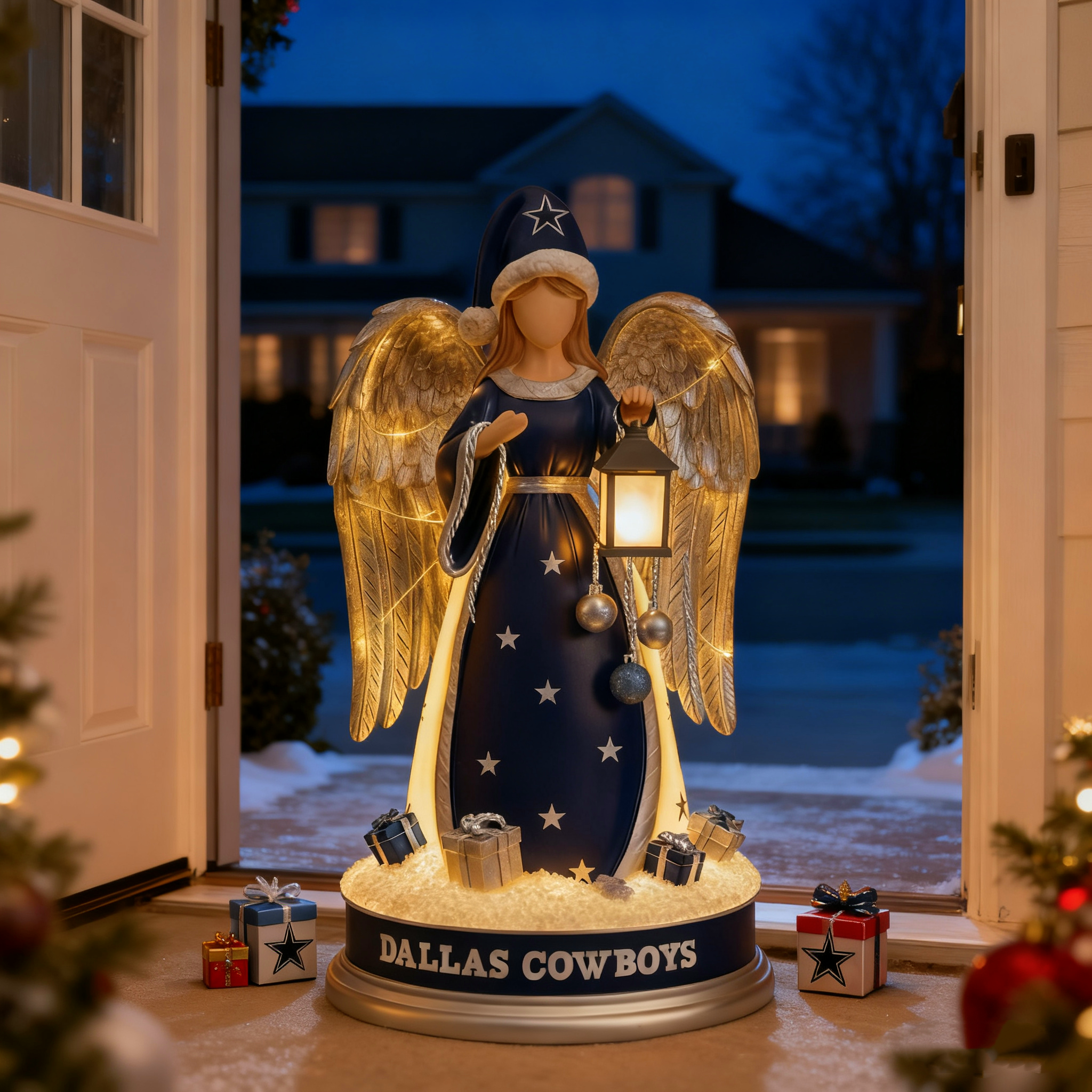 Holiday Guardian Angel Statue - Festive Home Decor