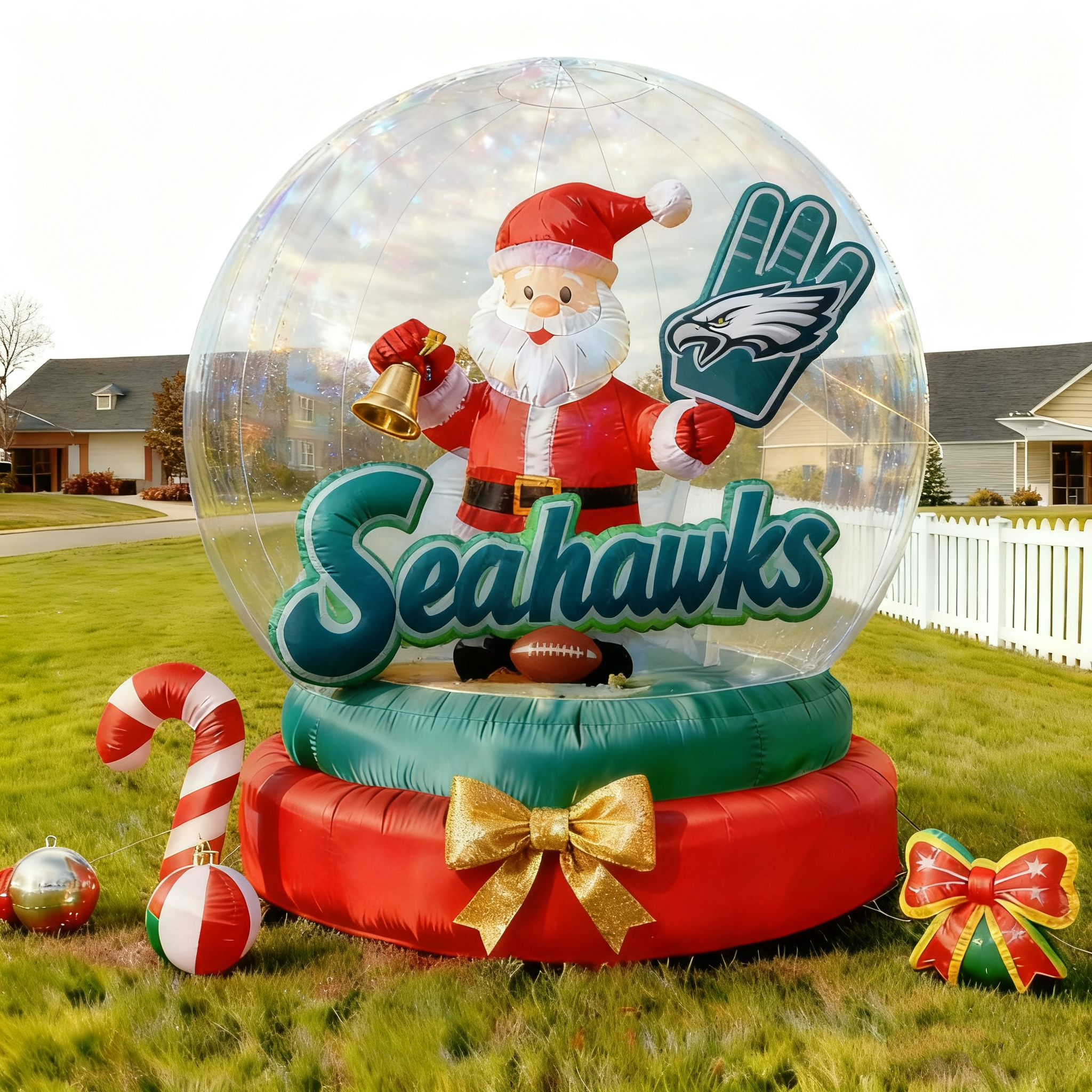 Christmas Inflatable Snowglobe Decoration - Outdoor/Indoor Holiday Light-Up Yard Ornament