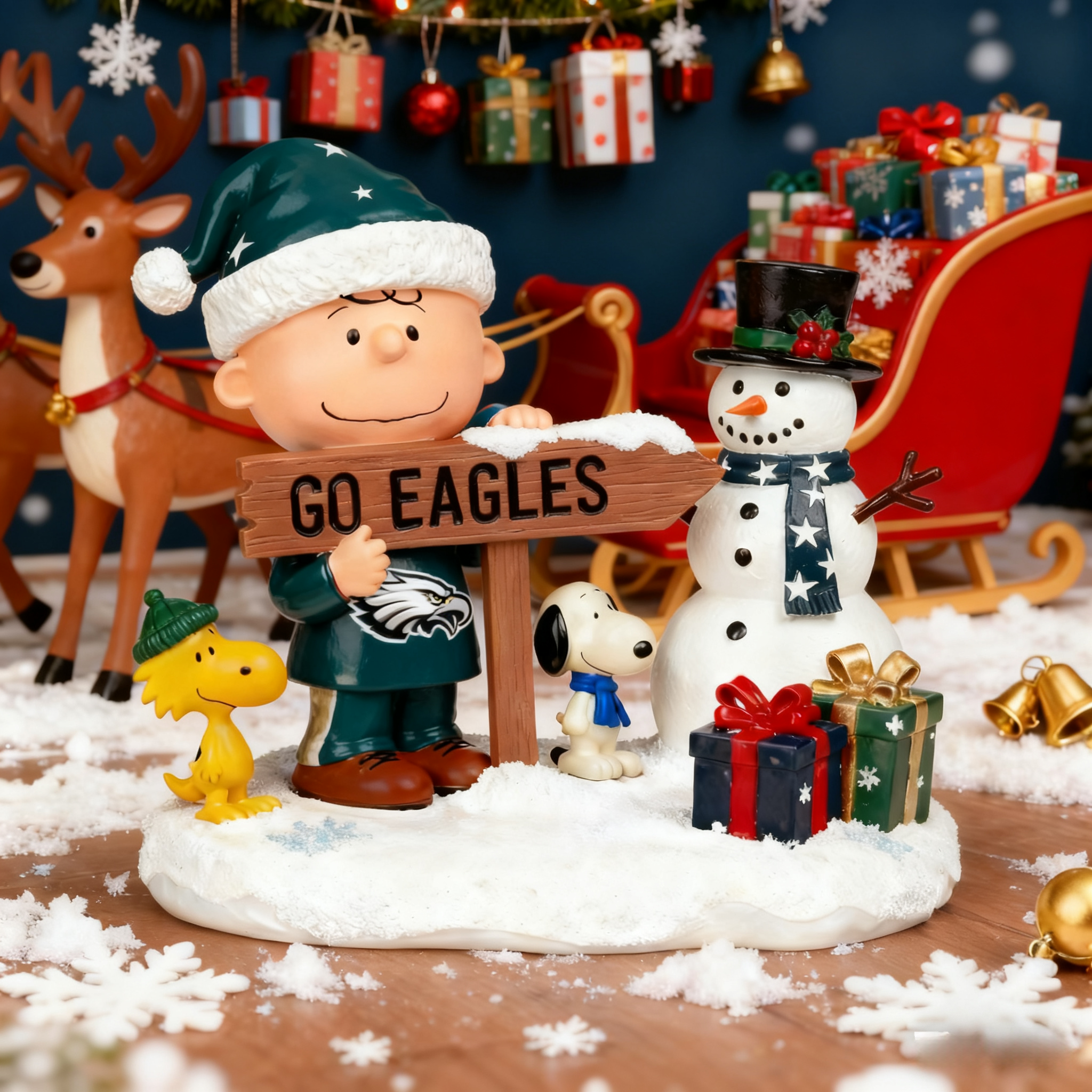Peanuts Christmas Charlie Brown Snowy Scene Statue