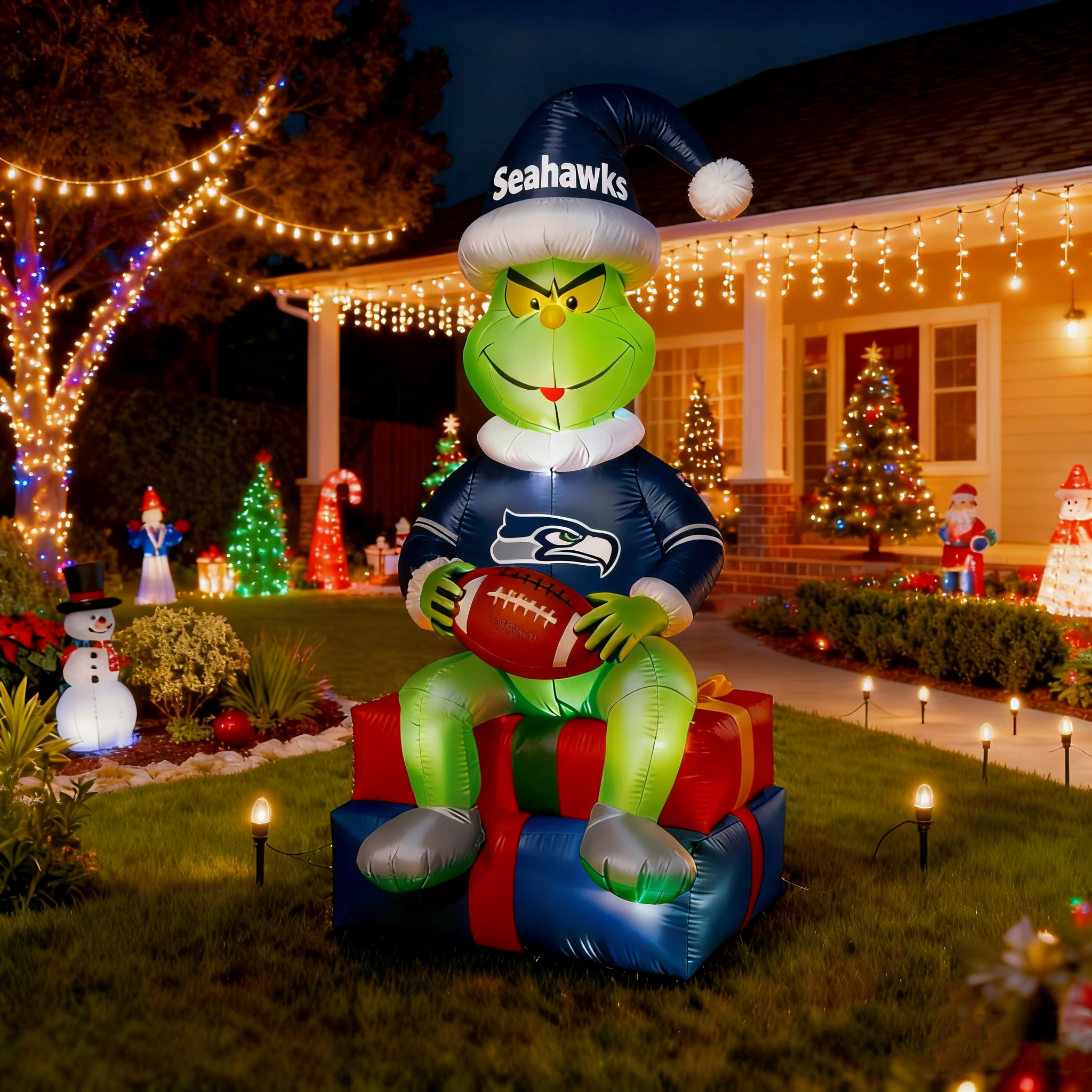 Inflatable Christmas Grinch Decoration - Festive Lawn Ornament