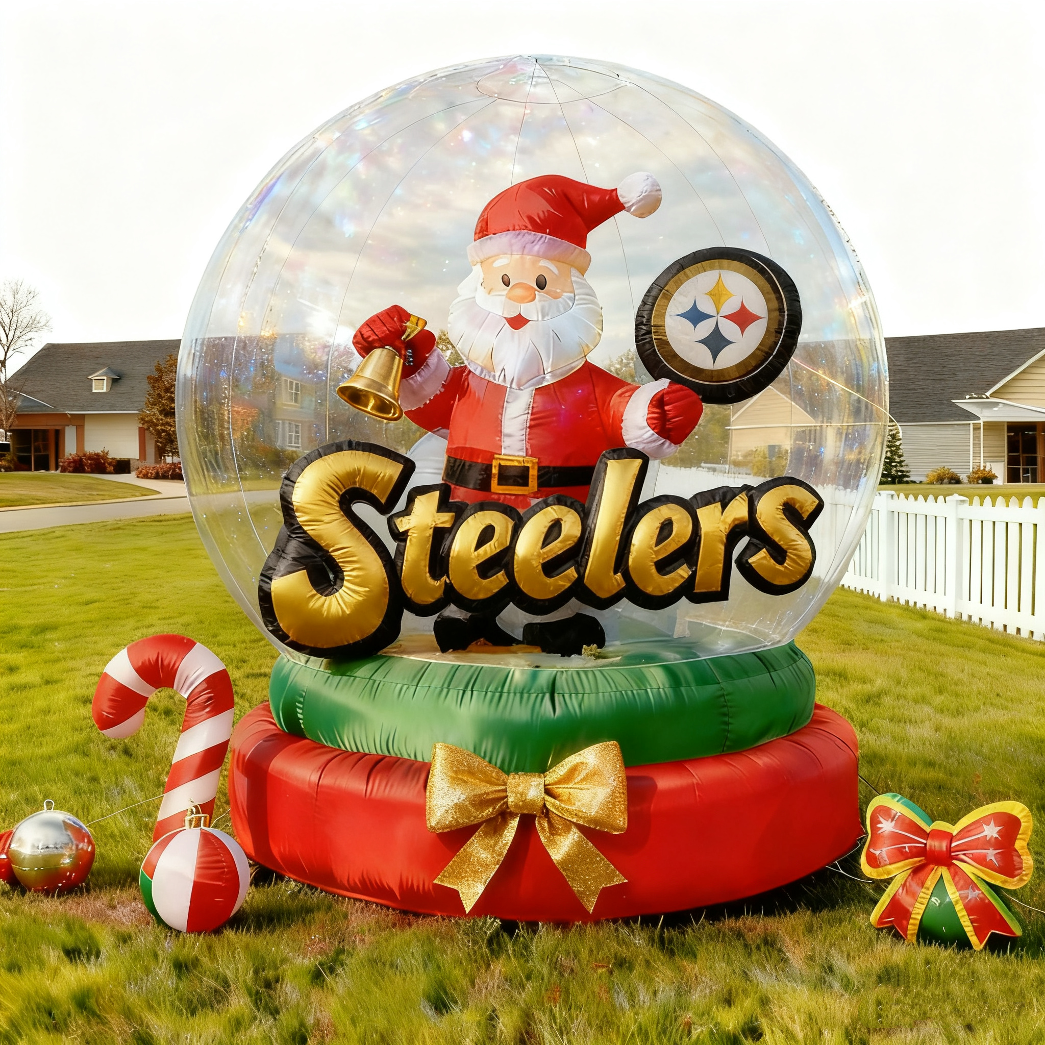 Christmas Inflatable Snowglobe Decoration - Outdoor/Indoor Holiday Light-Up Yard Ornament