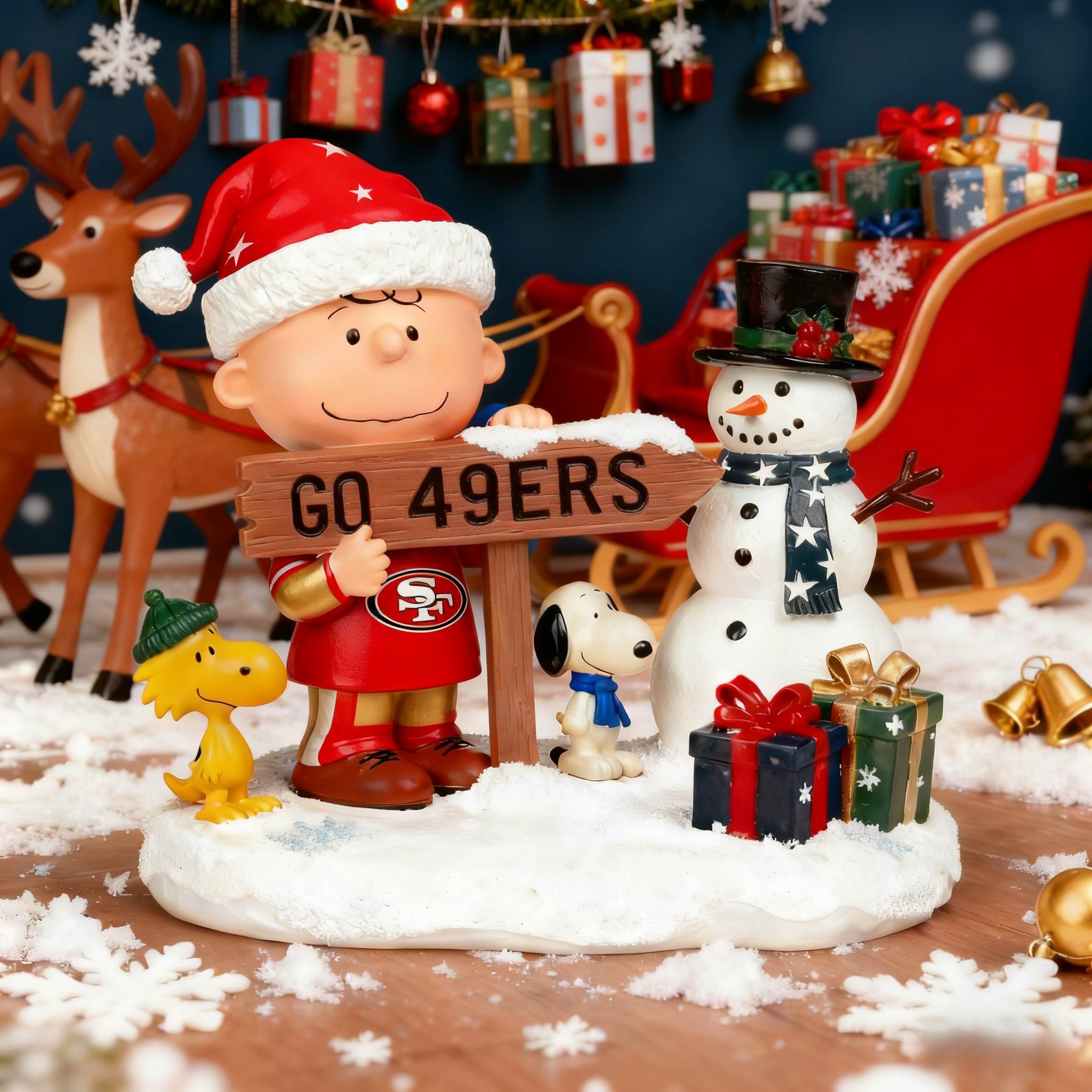 Peanuts Christmas Charlie Brown Snowy Scene Statue