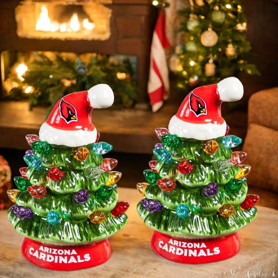 ✨Light Up Your NFL Spirit! 🏈Set of 2 4" LED Christmas Tree with NFL Team Logo🎄