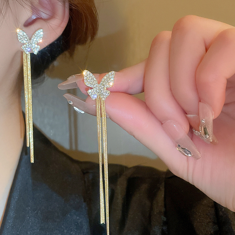 Butterfly Chain Tassel Earrings