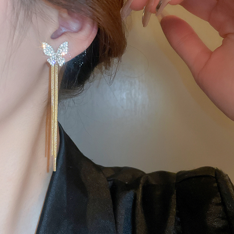 Butterfly Chain Tassel Earrings