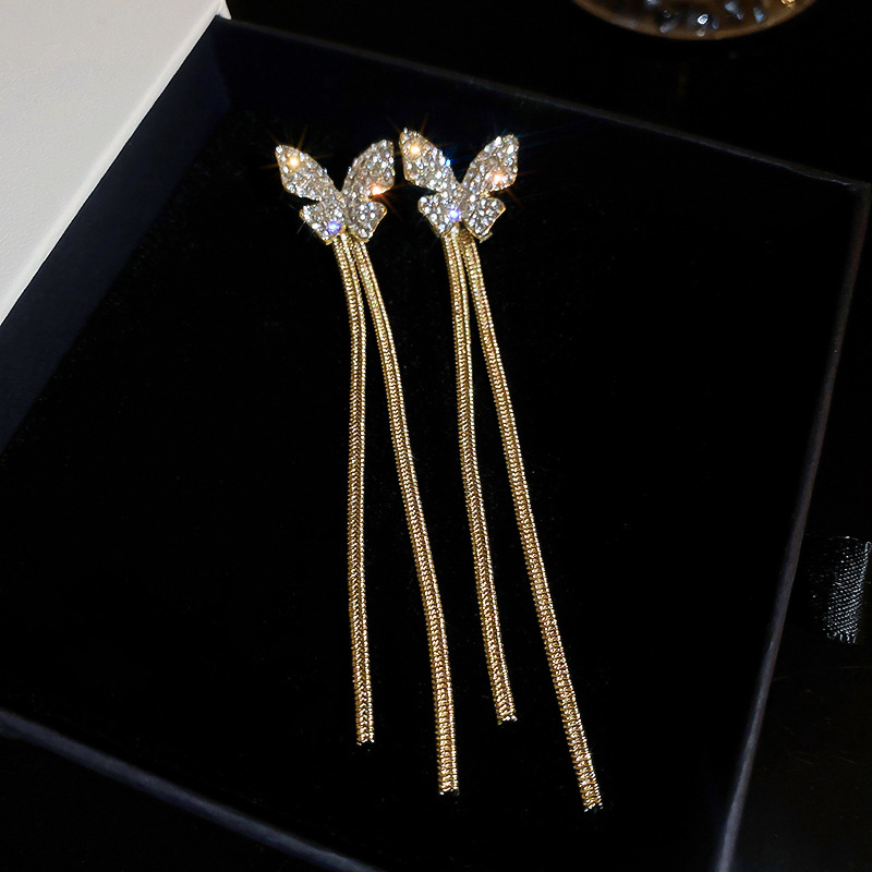 Butterfly Chain Tassel Earrings