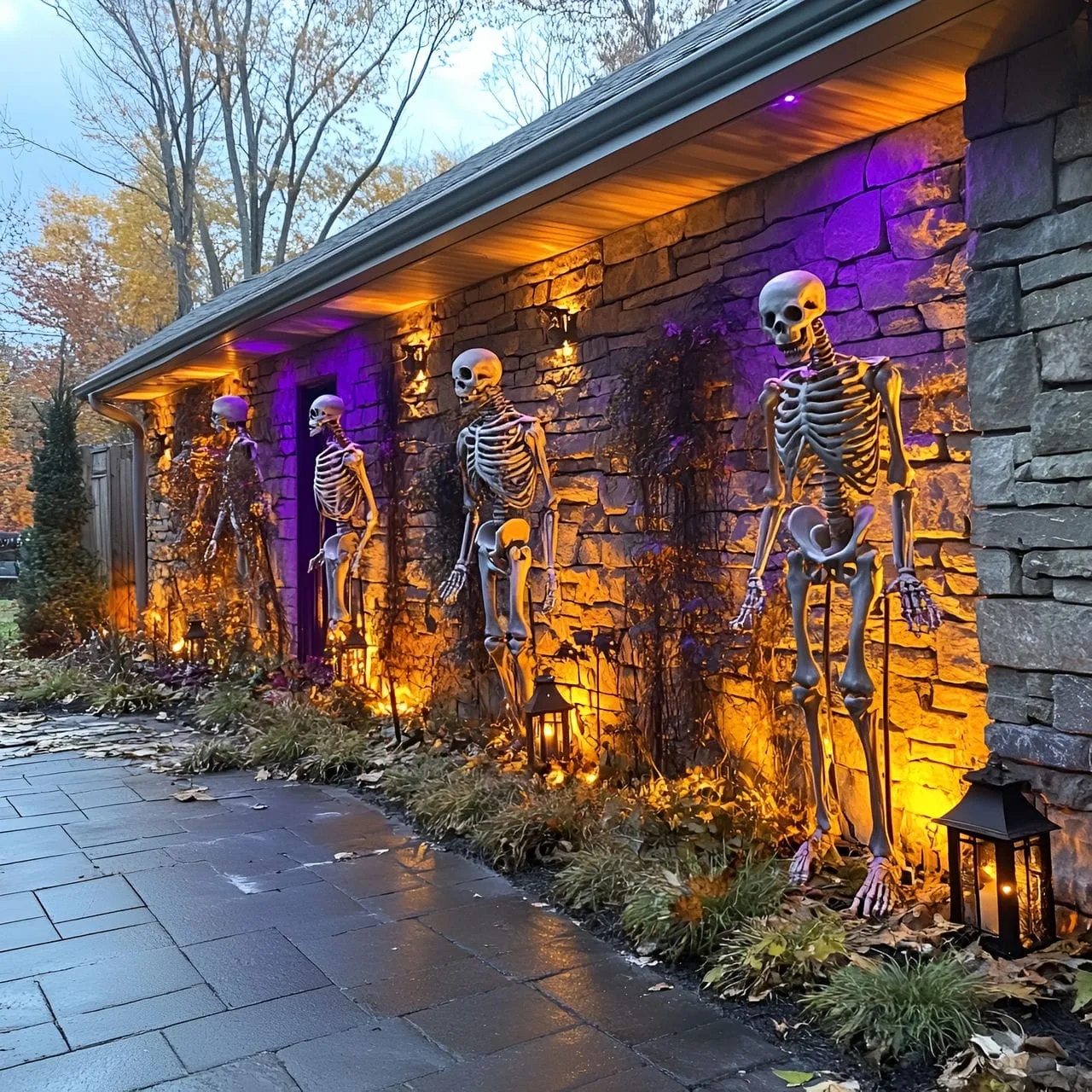 🔥Clearance Halloween⚡💝Buy 2 get 2 free💥Skeleton Army Guarding the Driveway with Eerie Lantern Lights