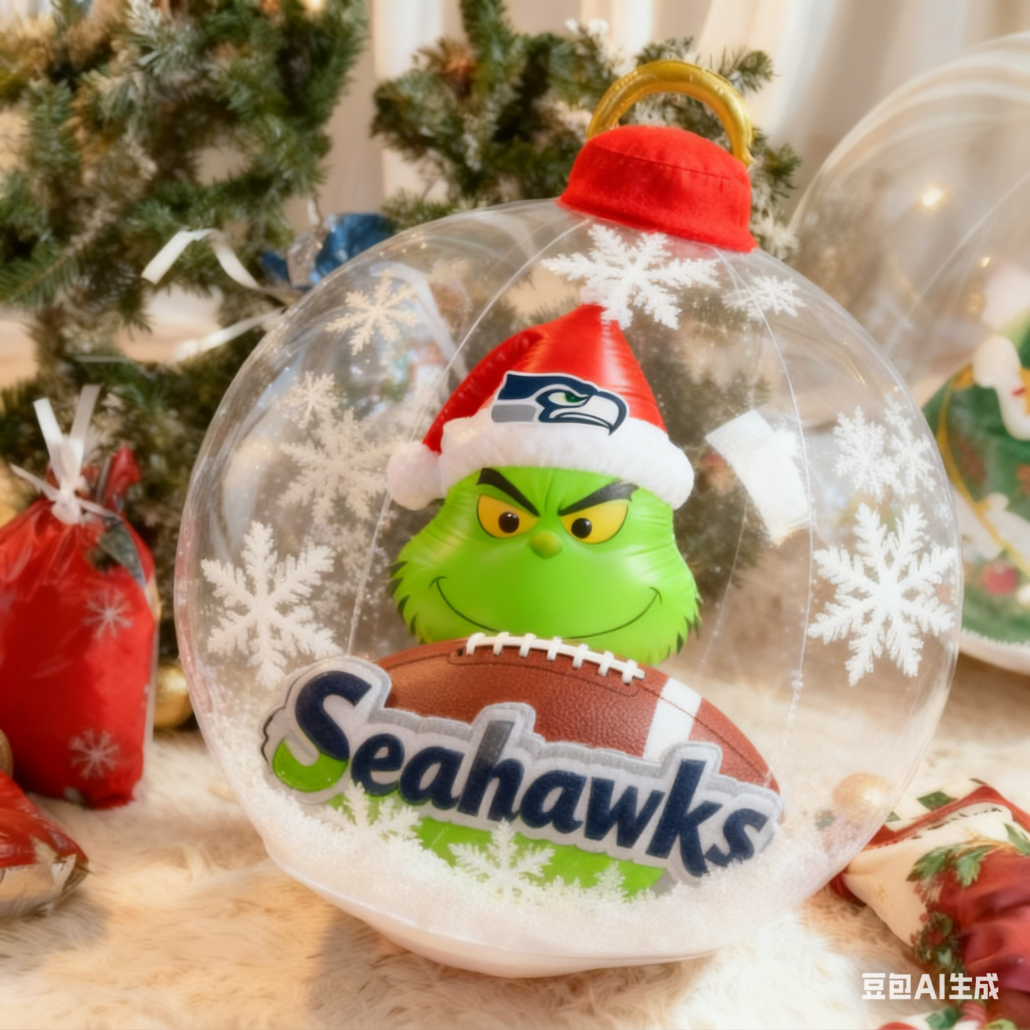 Grinchy Christmas Inflatable Ball Ornament – A Whimsical Holiday Statement Piece