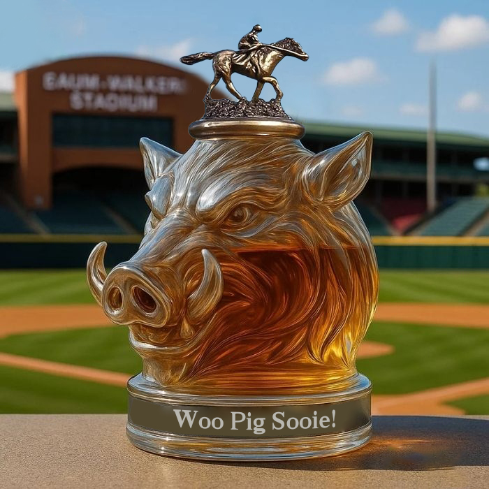 🐗Arkansas Razorbacks Wild Boar Whiskey Bottle🍻
