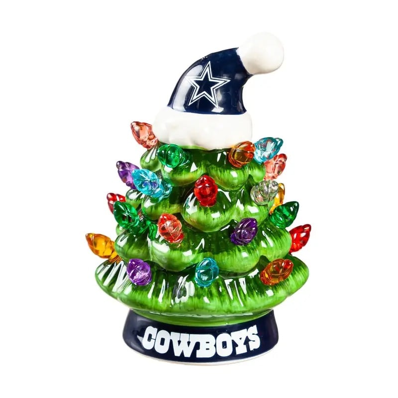 ✨Light Up Your NFL Spirit! 🏈Set of 2 4" LED Christmas Tree with NFL Team Logo🎄