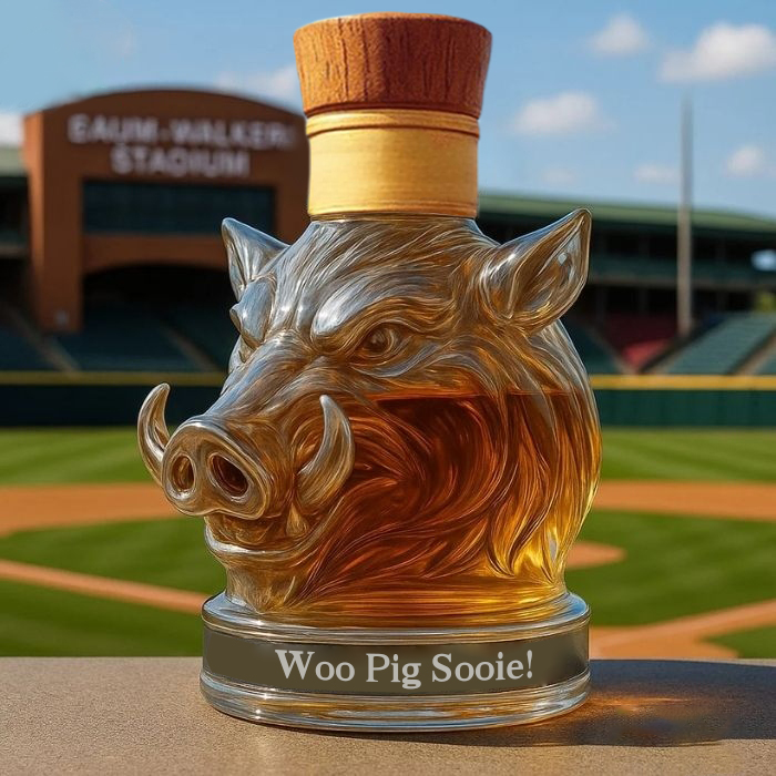 🐗Arkansas Razorbacks Wild Boar Whiskey Bottle🍻