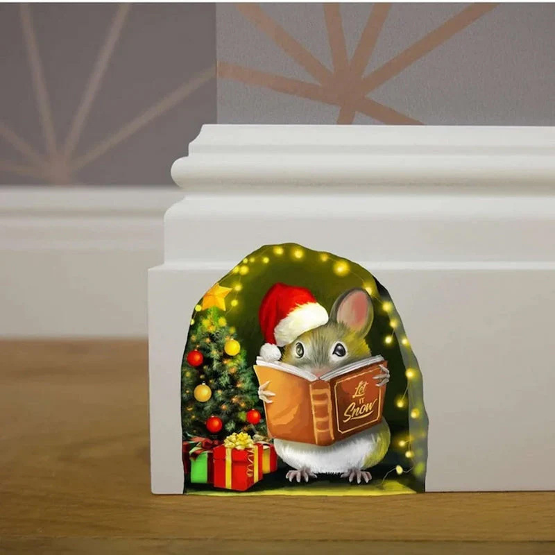 😂Funny Decoration 🐭🏠 3D Mouse Wall Sticker