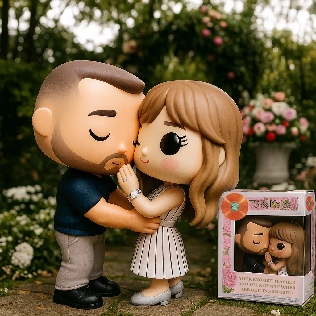 Taylor & Kelce Engagement Couple Figurine – Romantic Collectible Gift