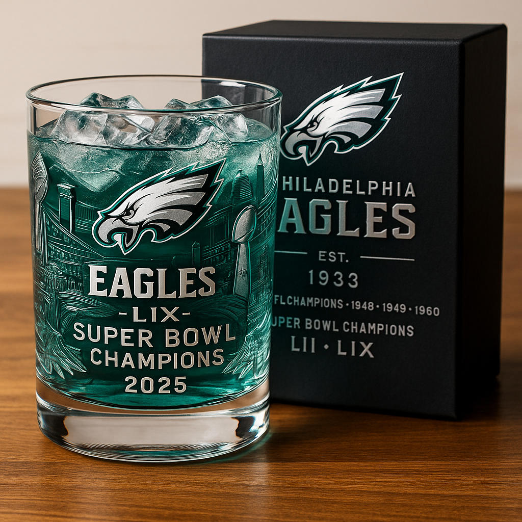 Eagles Super Bowl LIX Champions Whiskey Glass 2025
