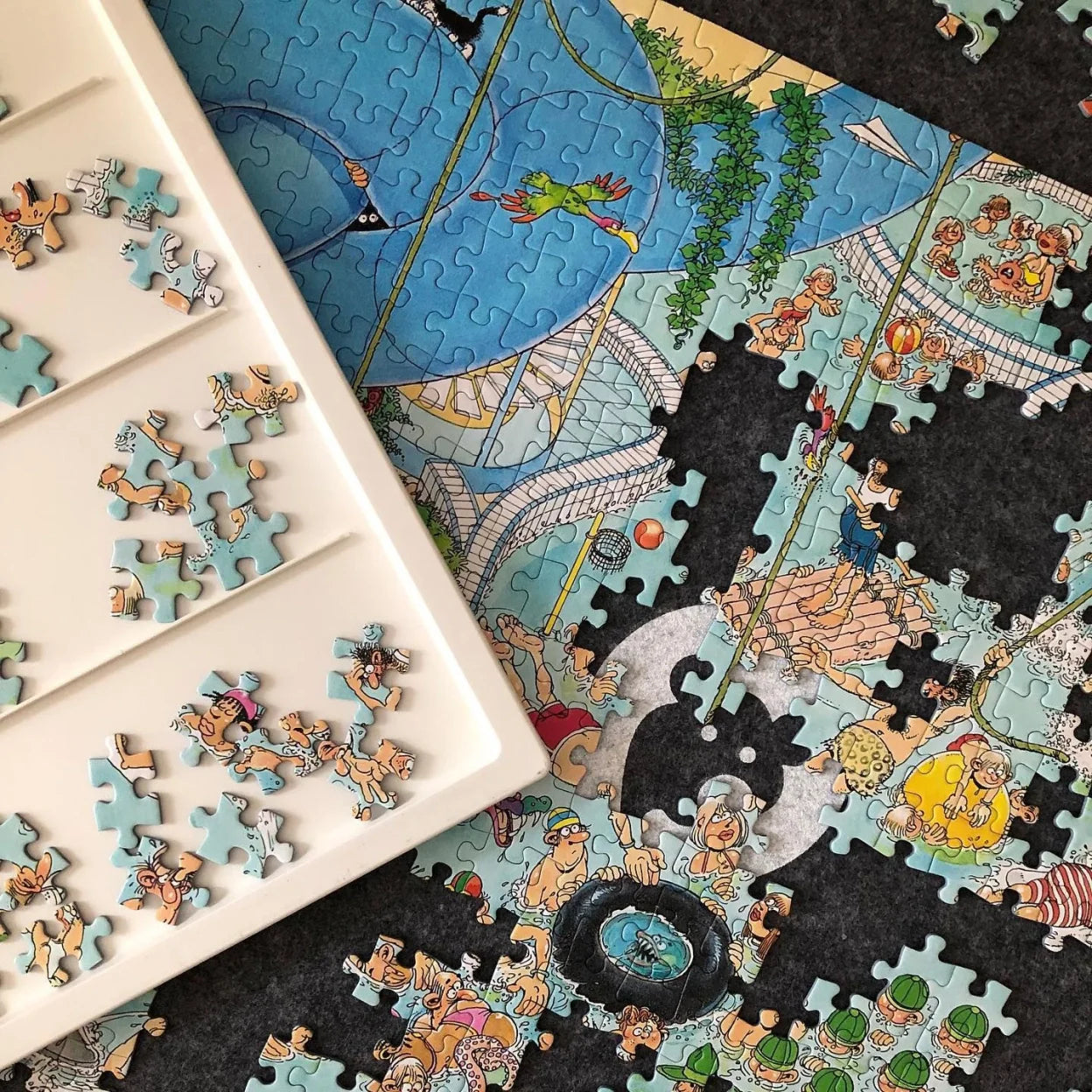 Rotating Puzzle Board with Drawers and Cover.Tilt&Lazy Susan