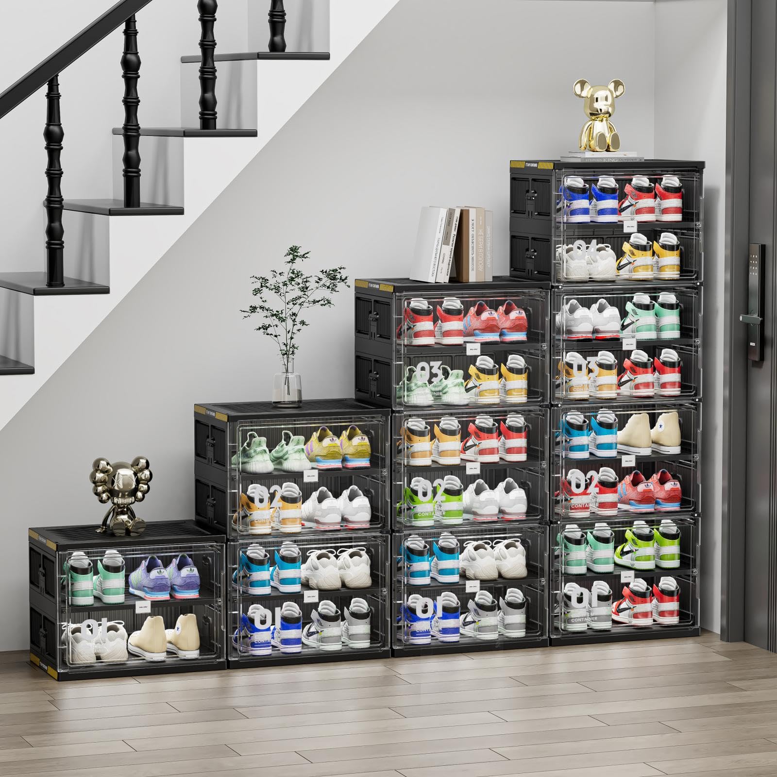  Foldable Shoe Rack Shoe Box for Closet Entryway