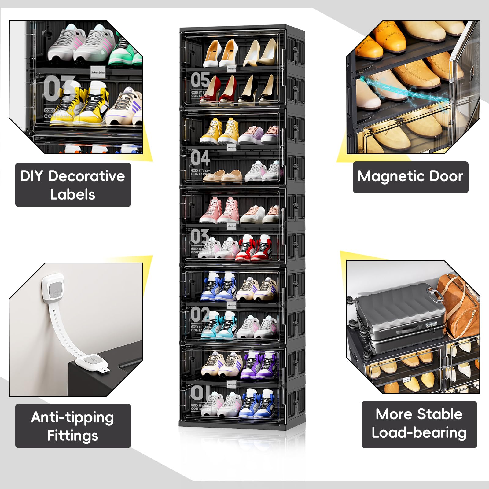  Foldable Shoe Rack Shoe Box for Closet Entryway