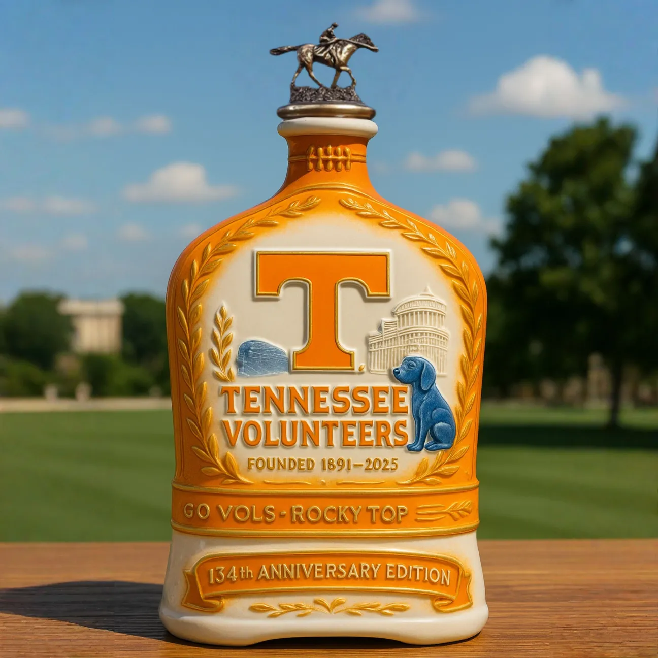 Tennessee Volunteers 134th Anniversary Whiskey Bottle
