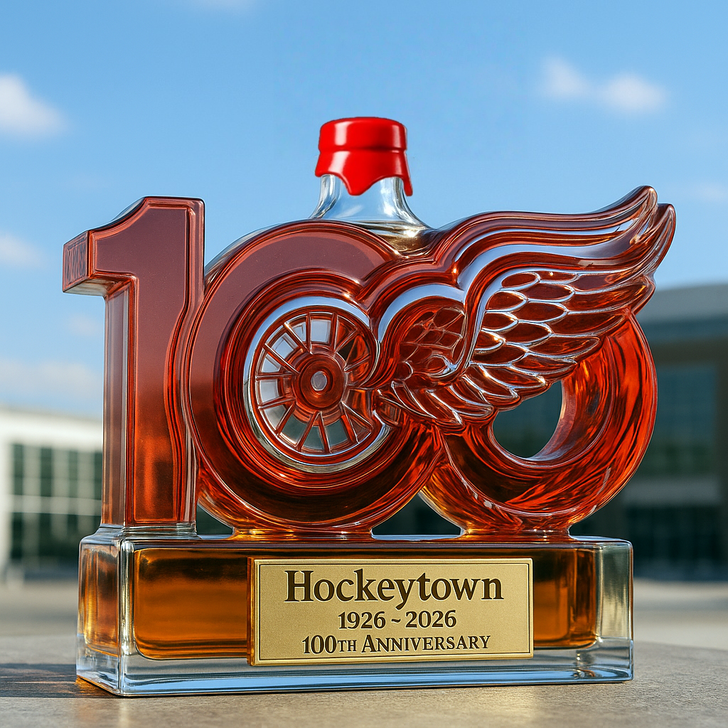 🏒 NHL Team🔥Detroit Red Wings 100th Anniversary Whiskey Bottle