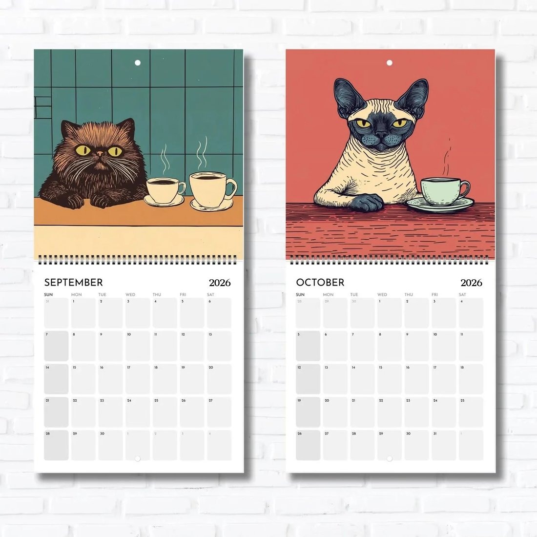 🔥LAST DAY 49% OFF🔥 Cats Chillin' with Books 2026 Wall Calendar