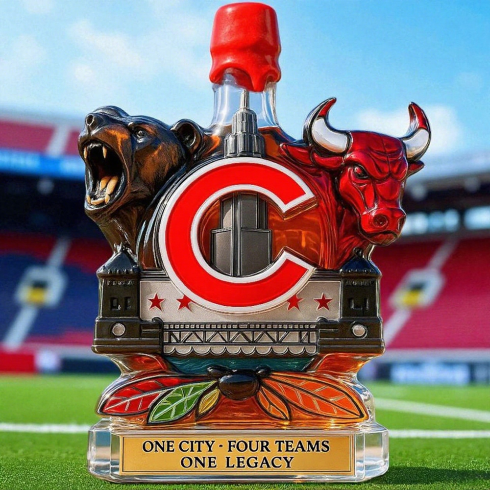Chicago Sports Fan Limited Edition Whiskey Bottle Collectible
