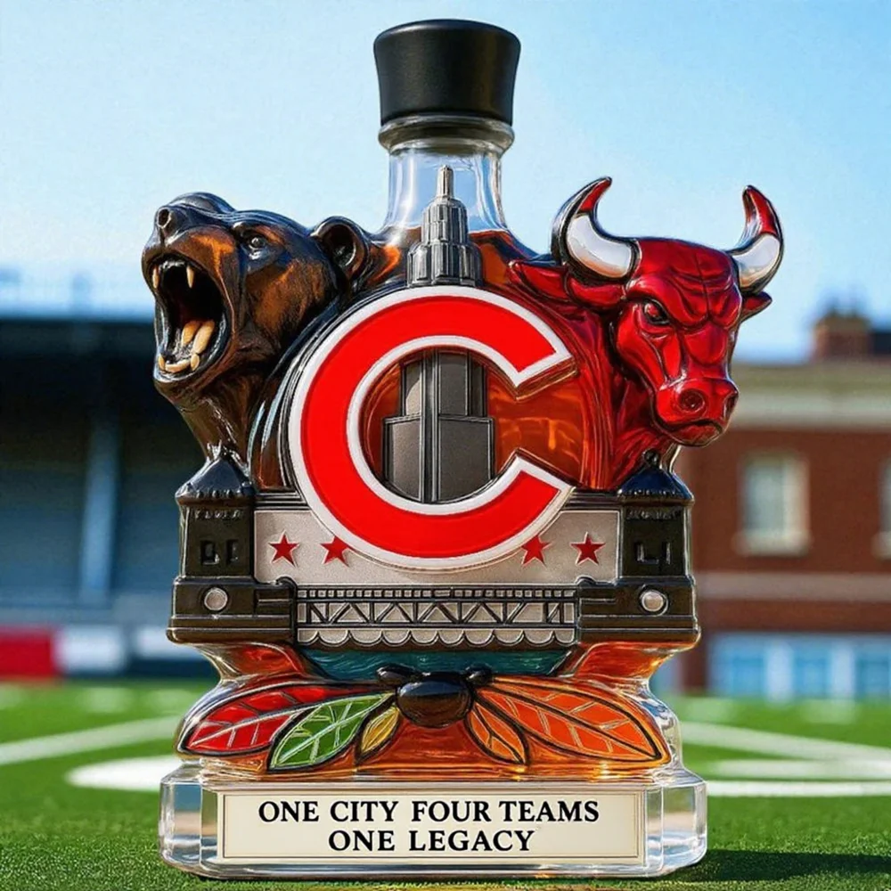 Chicago Sports Fan Limited Edition Whiskey Bottle Collectible