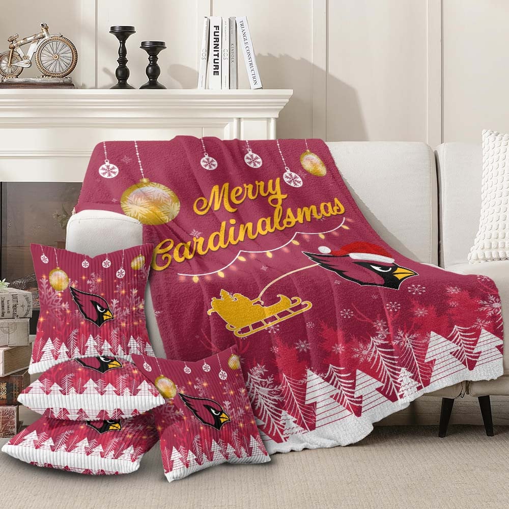 Premium Christmas Fleece Blanket & Throw Pillow Combo