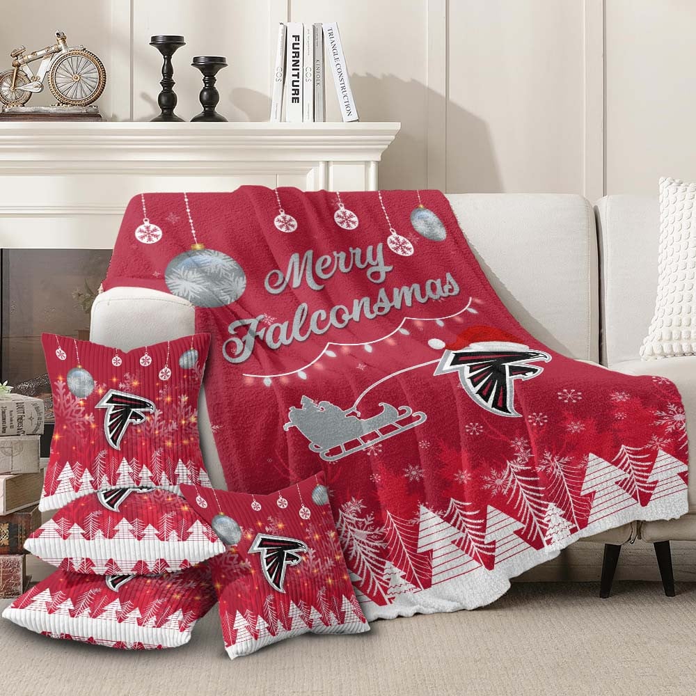 Premium Christmas Fleece Blanket & Throw Pillow Combo