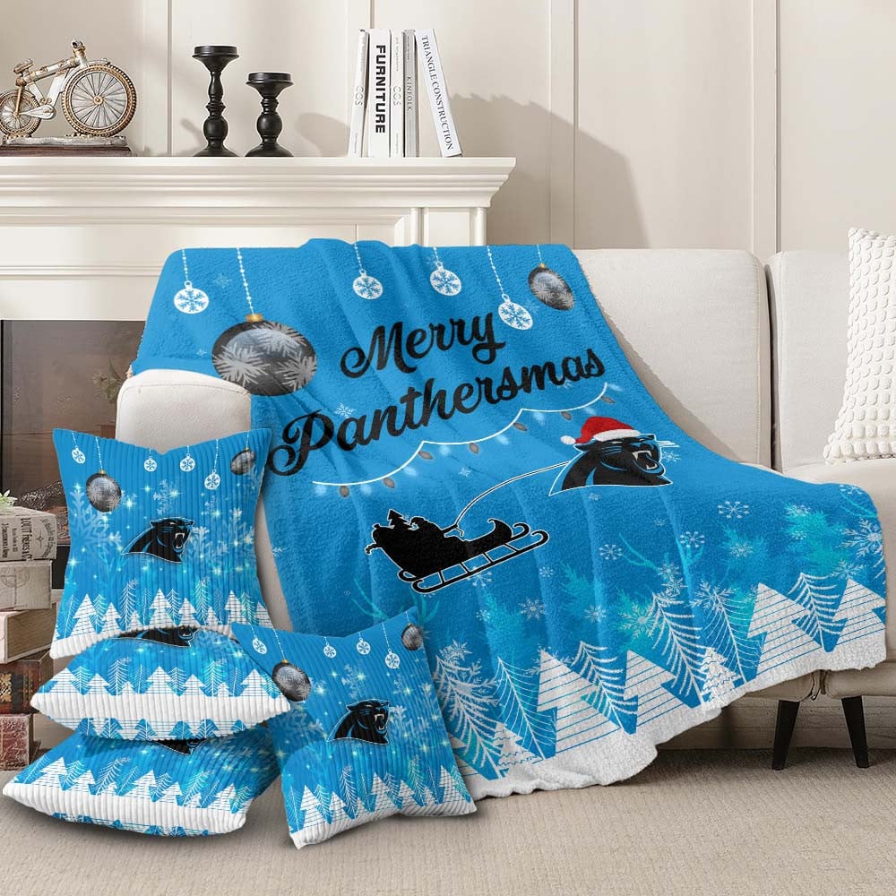 Premium Christmas Fleece Blanket & Throw Pillow Combo