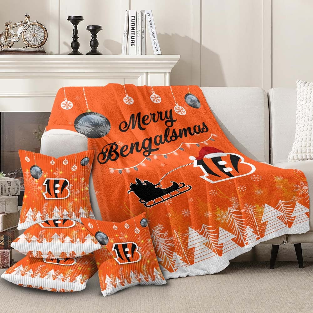Premium Christmas Fleece Blanket & Throw Pillow Combo