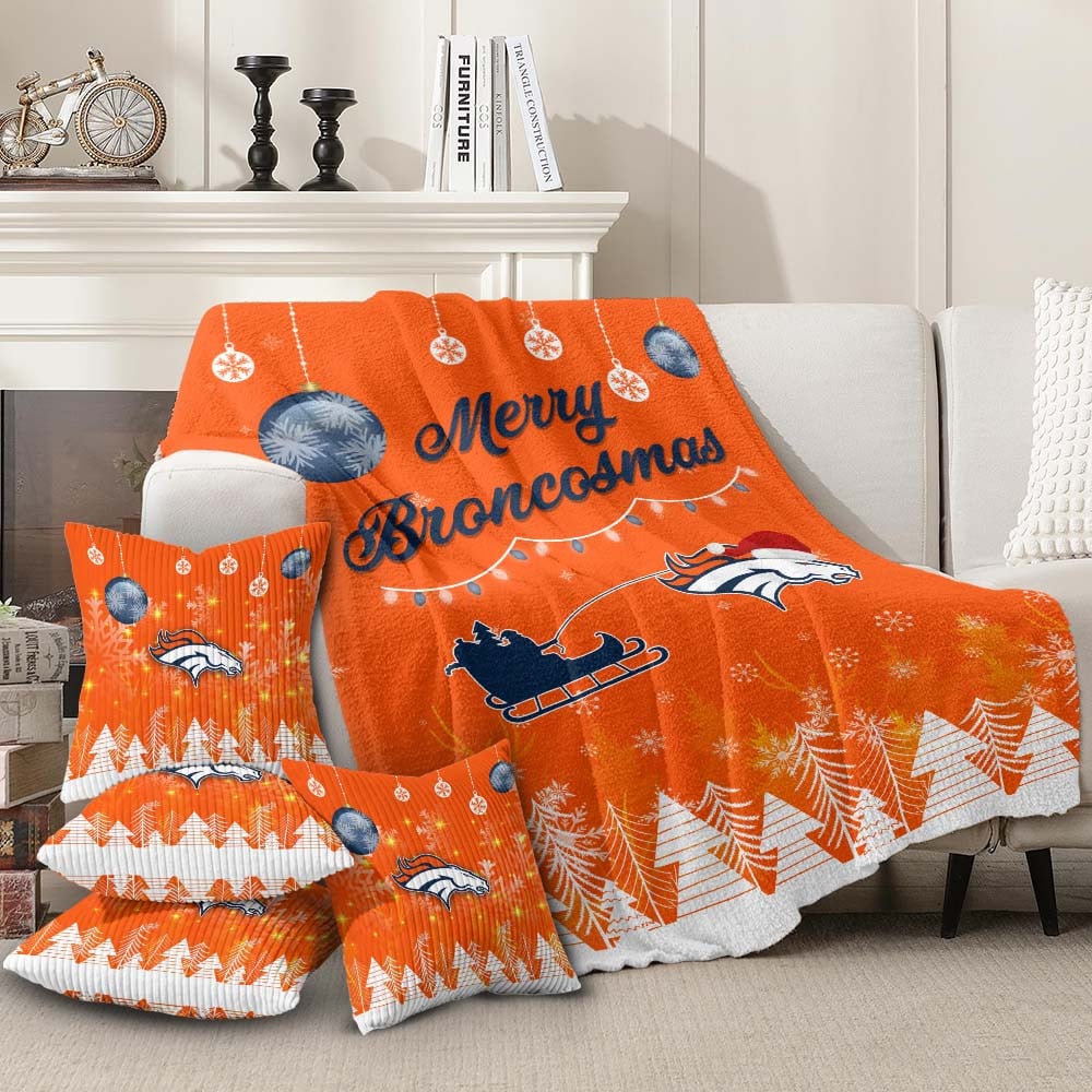 Premium Christmas Fleece Blanket & Throw Pillow Combo