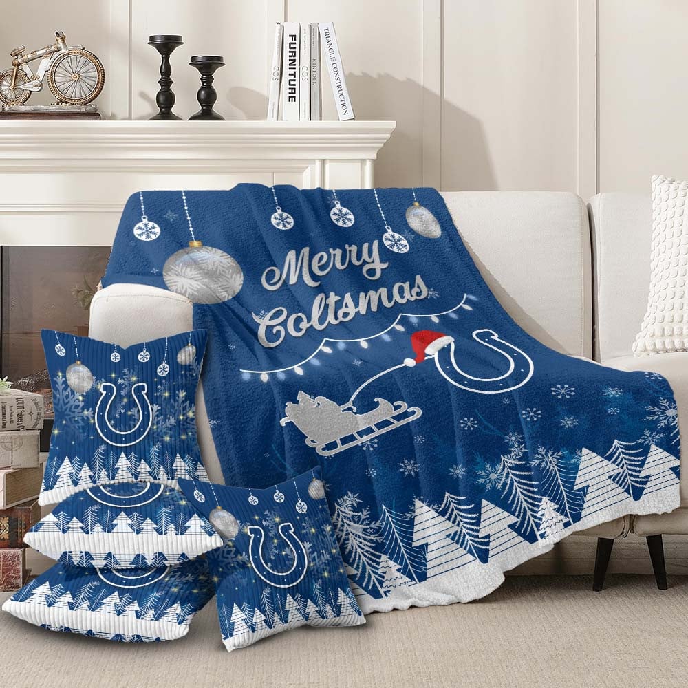 Premium Christmas Fleece Blanket & Throw Pillow Combo