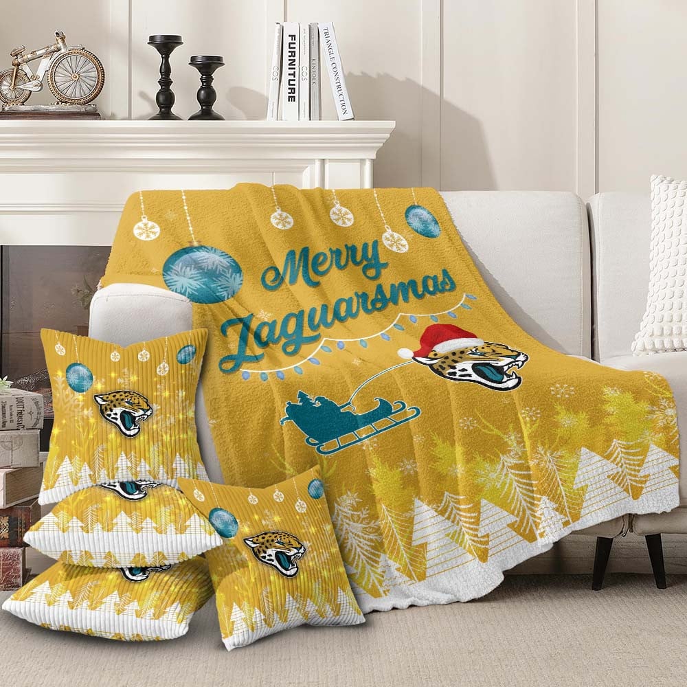 Premium Christmas Fleece Blanket & Throw Pillow Combo