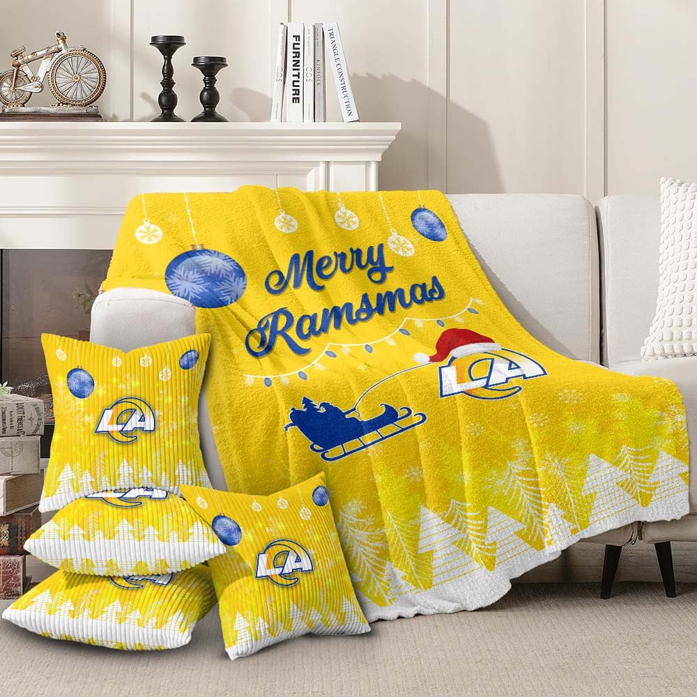Premium Christmas Fleece Blanket & Throw Pillow Combo