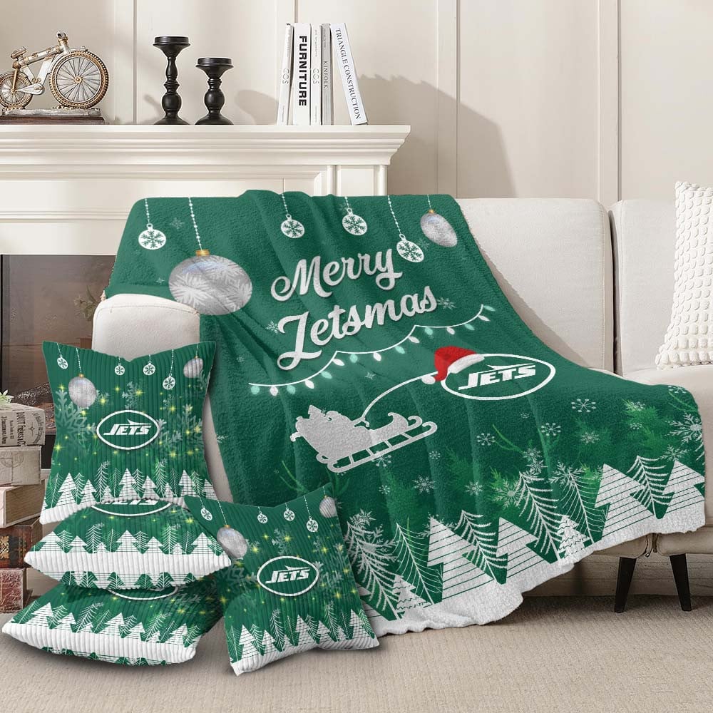 Premium Christmas Fleece Blanket & Throw Pillow Combo