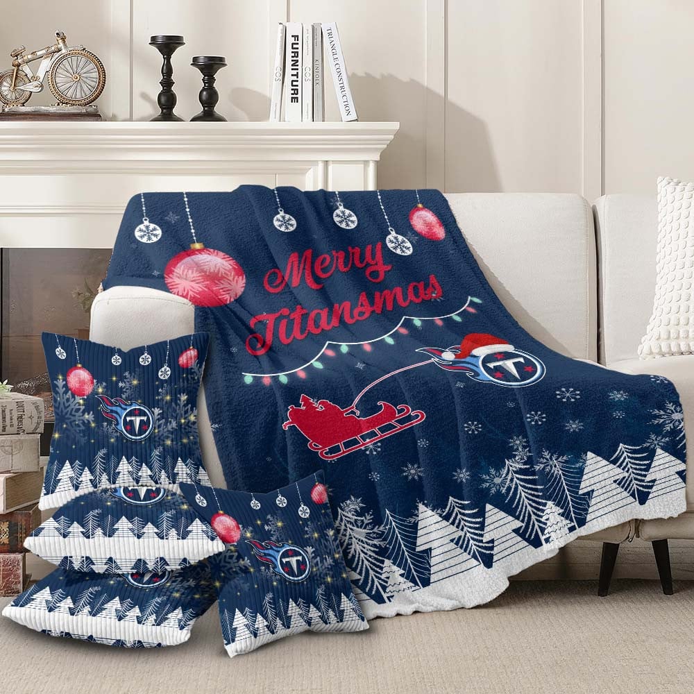 Premium Christmas Fleece Blanket & Throw Pillow Combo