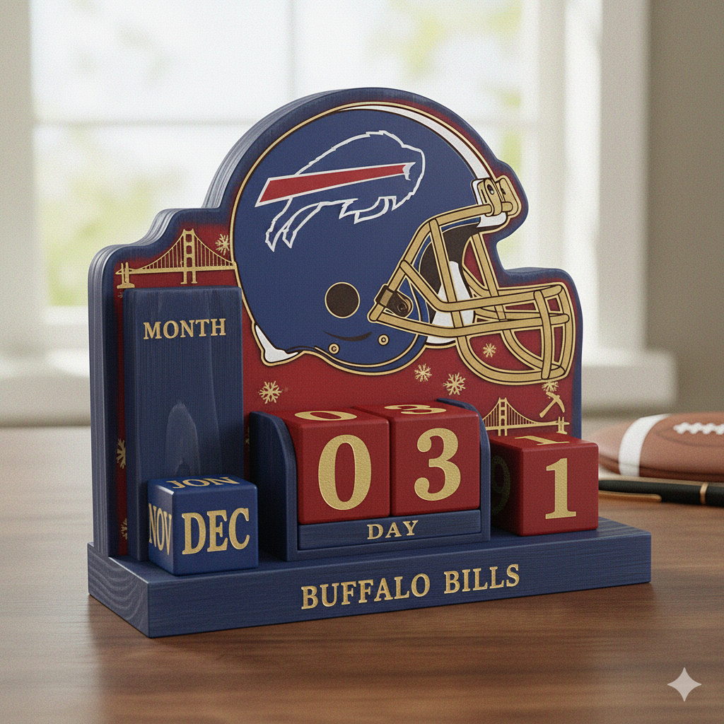 NFL Football Team Calendar Perpetual Wood Block Calendar