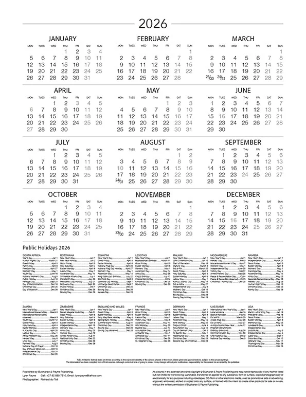 Endangered Wildlife Trust - 2026 Wildlife Wall Calendar