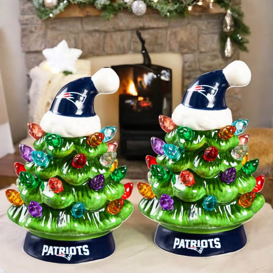 ✨Light Up Your NFL Spirit! 🏈Set of 2 4" LED Christmas Tree with NFL Team Logo🎄