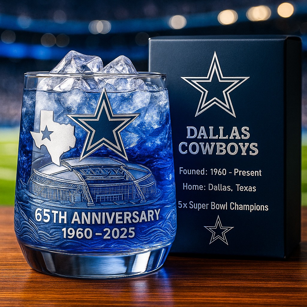 🏈 NFL Team🔥Dallas Cowboys 65th Anniversary Whiskey Glass