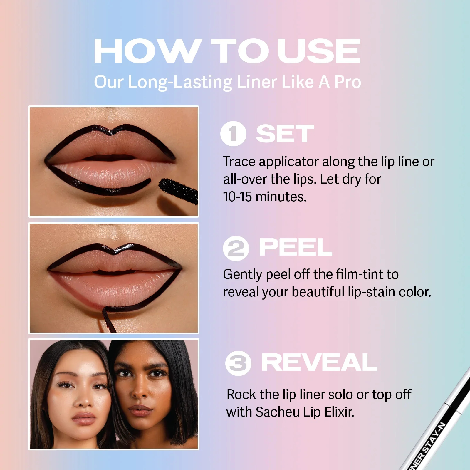 Peel-Off Lip Liner Stain - Lasts All Day & Night Eyeliner Lipliner